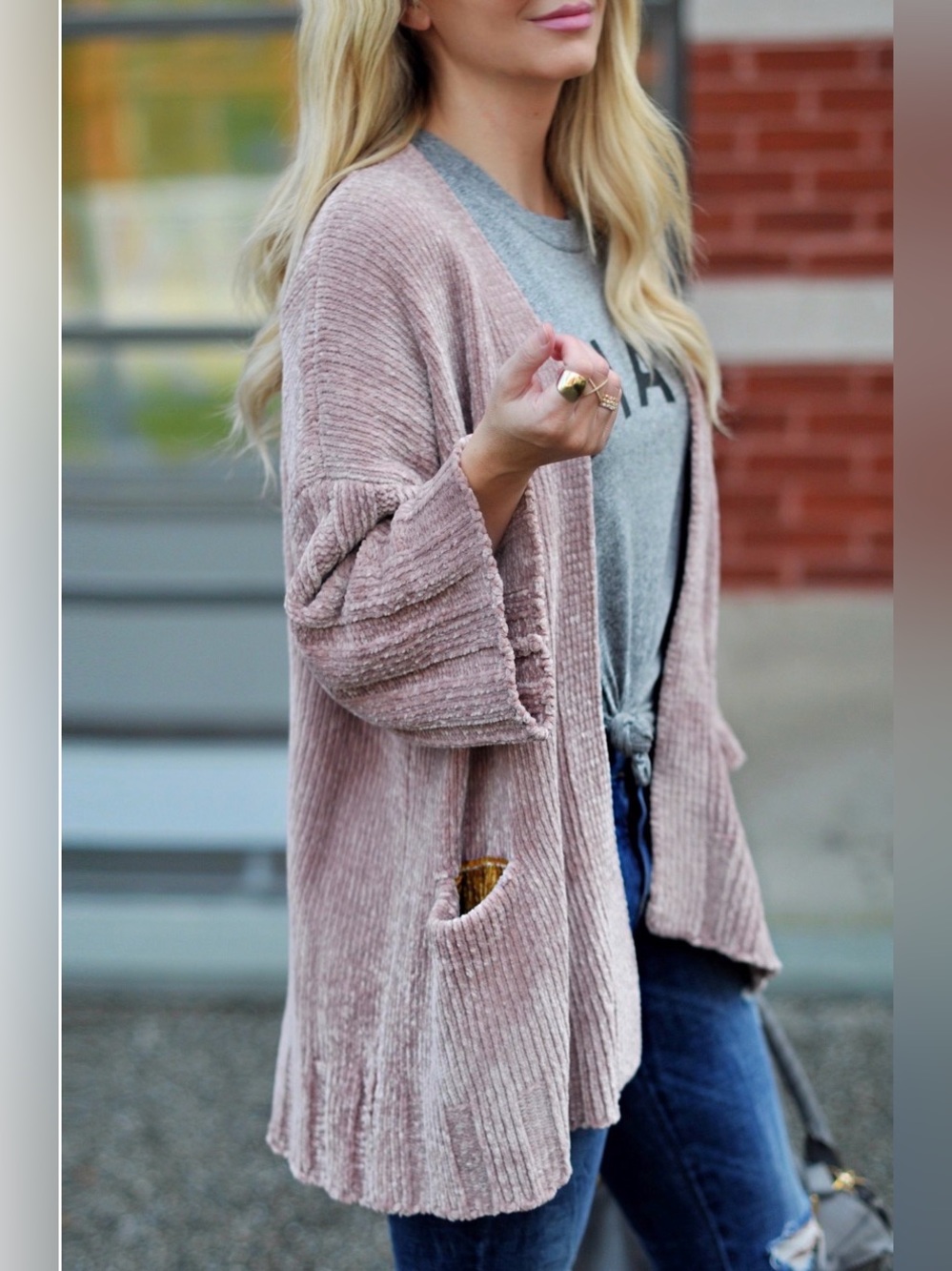 Anthropologie Moth Dusty Rose Chenille Smoking Jacket Cardigan